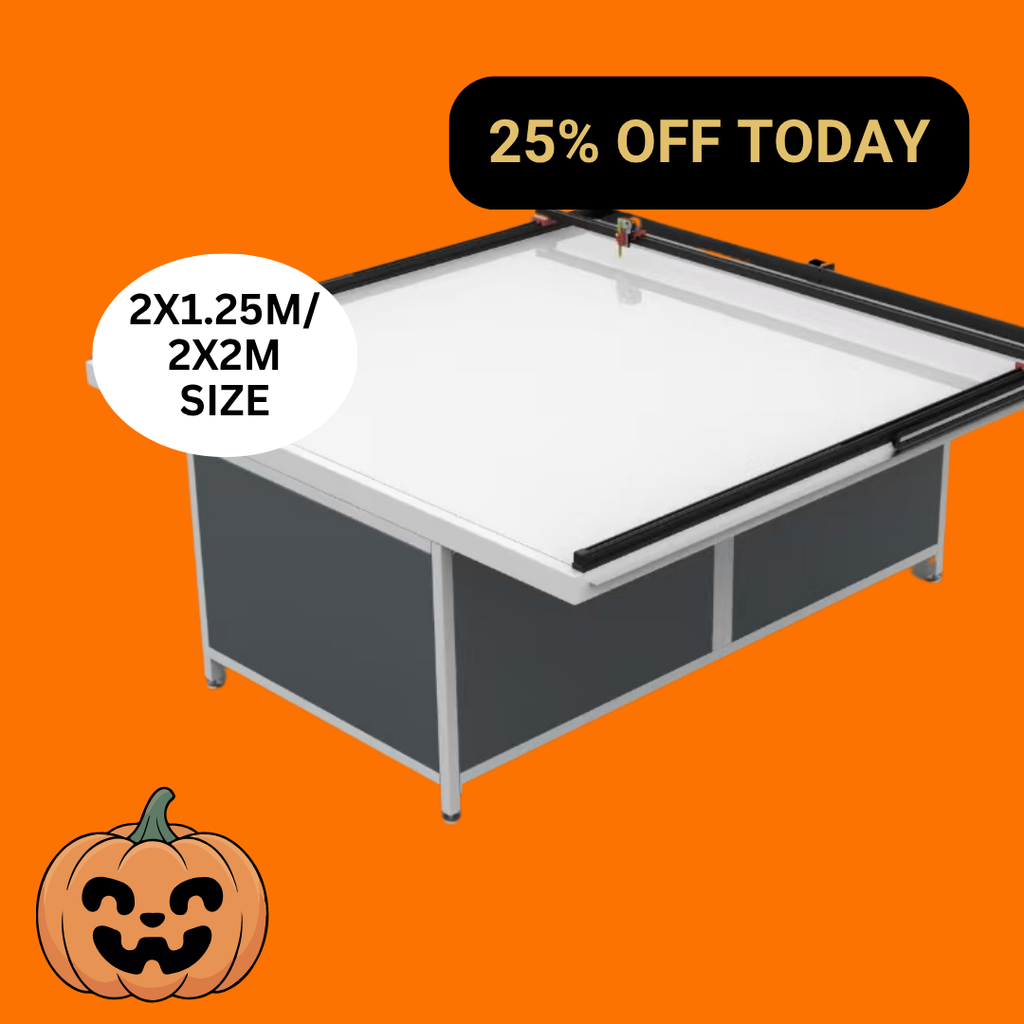 UUNA TEK 3.0 (2x1,25M / 2x2M) Vorgefertigter Industrieller Pen Plotter & Schwerlast-Zeichentisch für Architektenpläne, CAD-Zeichnungen und Verpackungs-Stanzprototypen (WiFi & SD-Karte)