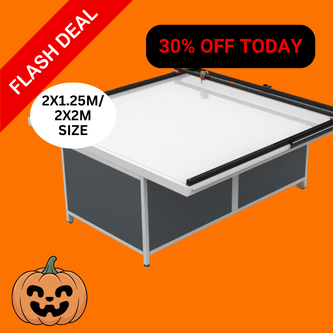 UUNA TEK 3.0 (2x1,25M / 2x2M) Vorgefertigter Industrieller Pen Plotter & Schwerlast-Zeichentisch für Architektenpläne, CAD-Zeichnungen und Verpackungs-Stanzprototypen (WiFi & SD-Karte)
